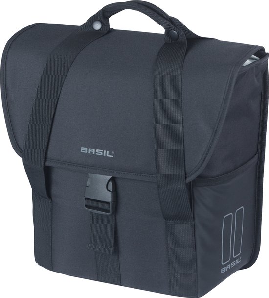 Basil GO - Enkele fietstas - 16 Liter - Waterafstotend - Reflectiedetails - Zwart van Basil