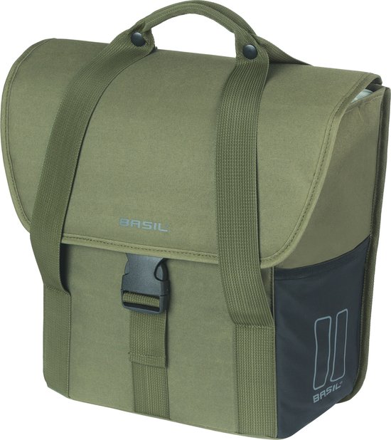 Basil GO - Enkele fietstas - 16L - Groen - Waterafstotend - Reflectiedetails - Elastische zijvakken van Basil