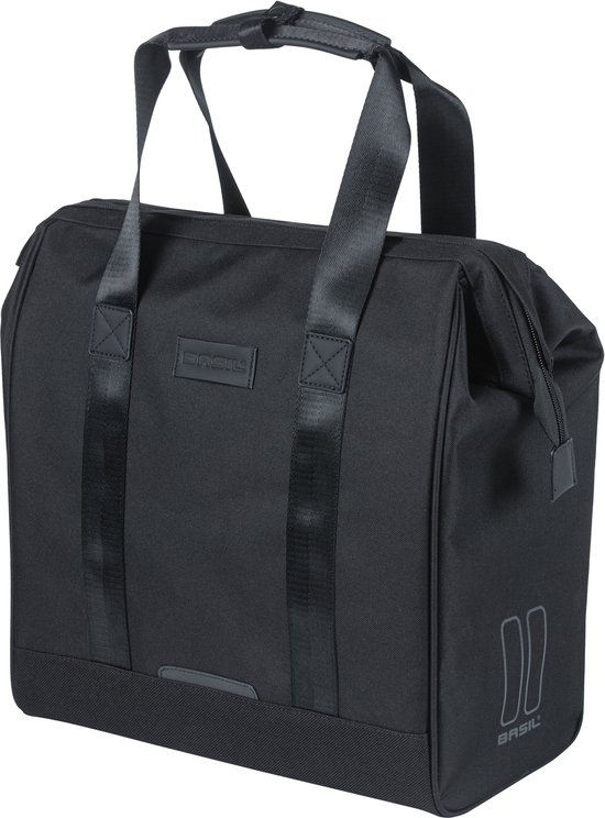 Basil Grand - Fietsshopper - MIK Hooks - Enkele fietstas - 23 Liter - Waterafstotend materiaal - Zwart van Basil