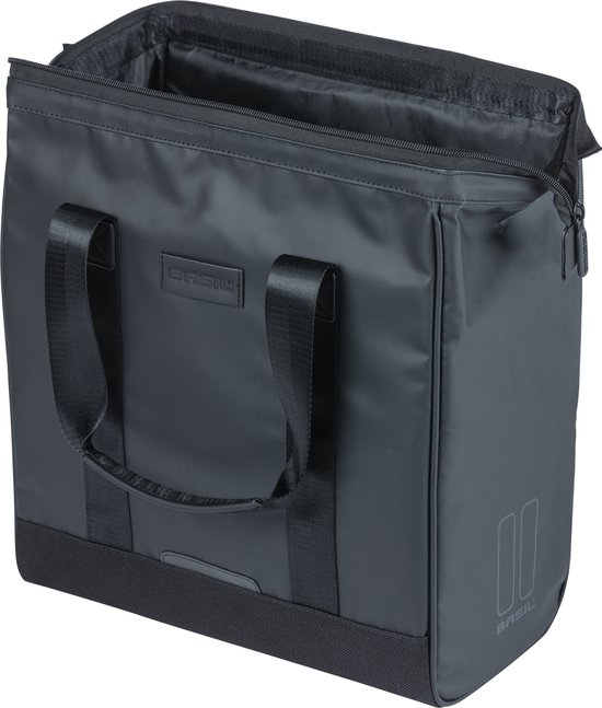 Basil Grand Tarpaulin Fietsshopper - enkele fietstas - 23 Liter - Zwart van Basil