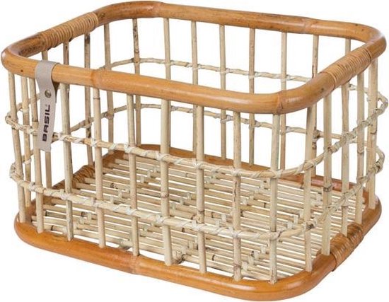 Basil Green Life Fietsmand L - Voor - Ecologisch Rotan - Large - Bruin - 30 Liter van Basil