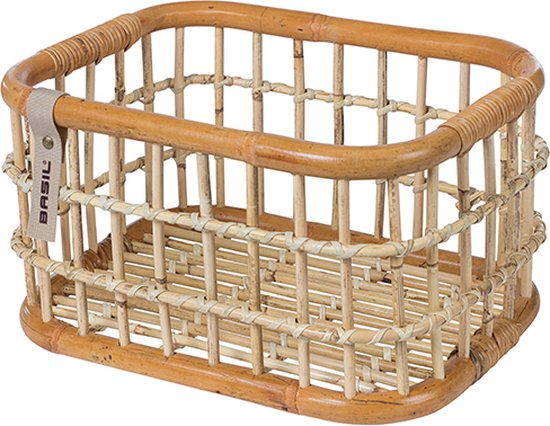 Basil Green Life Fietsmand M - Voor - Ecologisch Rotan - Medium - Bruin - 18 Liter van Basil
