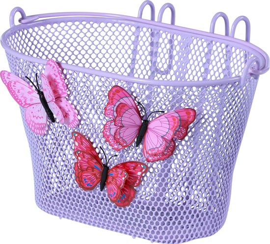 Basil Jasmin Butterfly Kinderfietsmand - Inclusief Haken - Staal - Lila van Basil