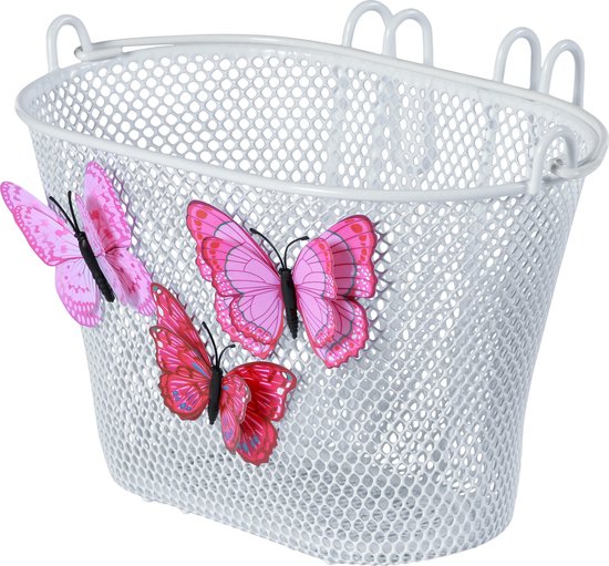 Basil Jasmin Butterfly Kinderfietsmand - Staal - Inclusief Haken - Wit van Basil