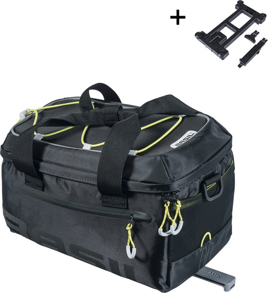 Basil Miles bagagedragertas MIK, 7L, black lime - 100% waterdicht - Polyester - van Basil