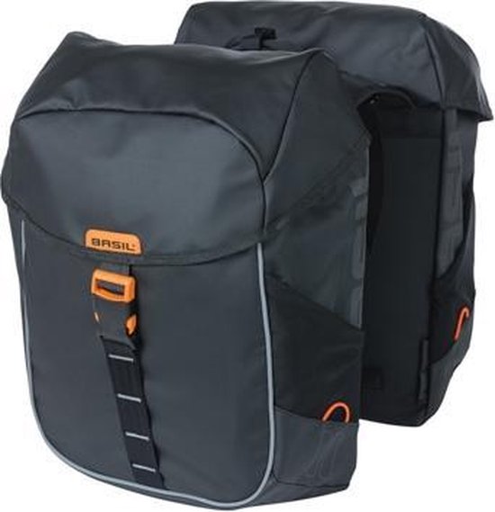 Basil Miles Tarpaulin Dubbele fietstas - Zwart - 34 Liter van Basil