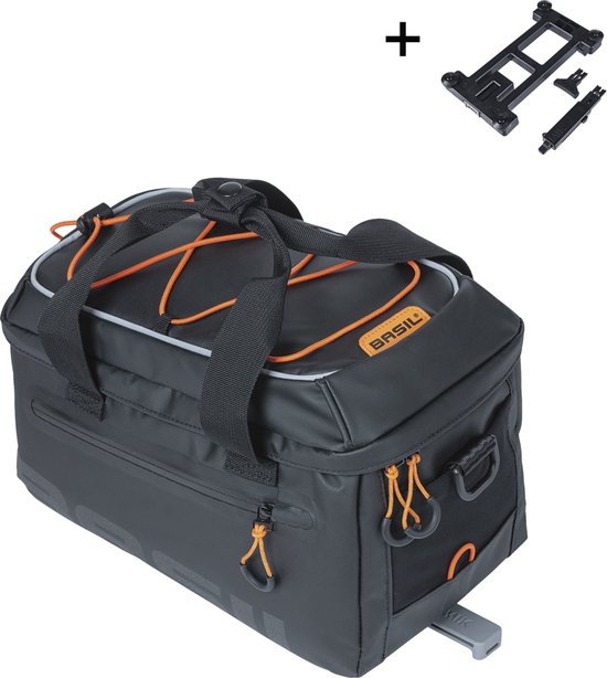 Basil Miles Tarpaulin-Waterdichte- bagagedragertas MIK, 7L, zwart oranje - met afneembare schouderband van Basil