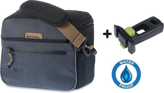 Basil Miles Waterdichte Stuurtas - Zwart - 6 Liter - incl. Basil Ahead-Stemholder KF - ahead/ stuurpenhouder - zwart van Basil