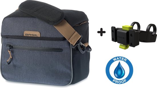Basil Miles Waterdichte Stuurtas - Zwart - 6 Liter - incl. Basil KF Handlebar Holder Stuurbochthouder van Basil