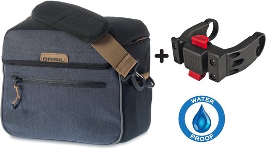 Basil Miles Waterdichte Stuurtas - Zwart - 6 Liter - incl. Stuurhouder New Looxs Klickfix ø22-26mm + adapter ø31,8mm van Merkloos
