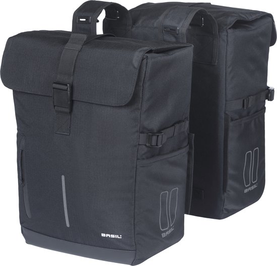 Basil Move - Dubbele fietstas - 30L - Incl. regenhoes - Gerecycled materiaal - Zwart van Basil