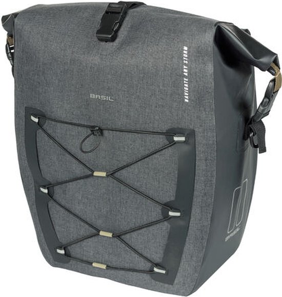 Basil Navigator Storm Enkele Fietstas - L - MIK SIDE - 25-31 Liter - Waterdicht - Zwart van Basil
