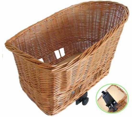 Basil Pasja Hondenfietsmand L - Achter - Riet - Inclusief Bevestigingssysteen - Large - Bruin - 50 cm van Basil