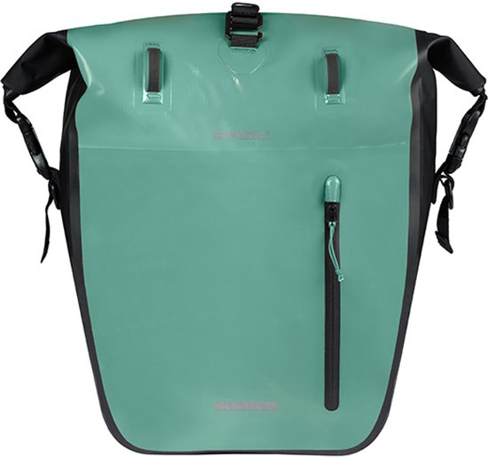 Basil Rivo - Enkele fietstas - 25-31 liter - MIK Hooks - Waterdicht - Reflectie details - Tarpaulin - groen