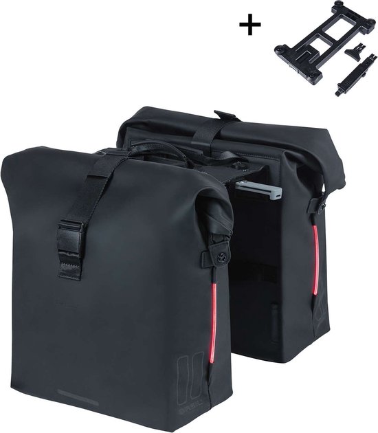 Basil SoHo - dubbele fietstas - 100% waterdicht - afneembaar - MIK - Incl. LED-verlichting van Basil