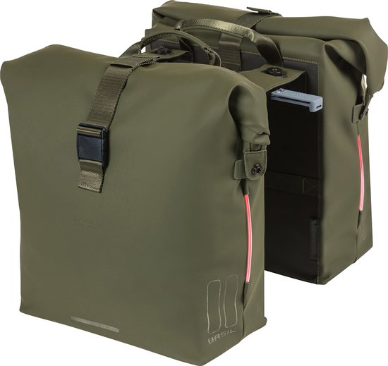 Basil SoHo dubbele fietstas Nordlicht MIK, 41L, moss green van Basil