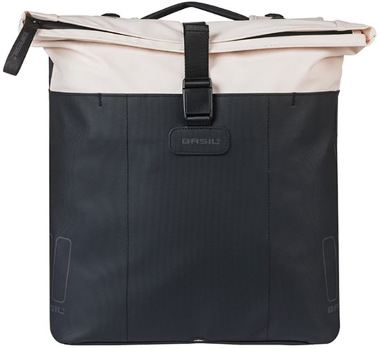 Basil Vive - Dubbele fietstas - 28-35 liter - Incl. MIK adapterplaat - Waterdicht - Reflectie details - Gerecycled materiaal - wit/zwart van Basil