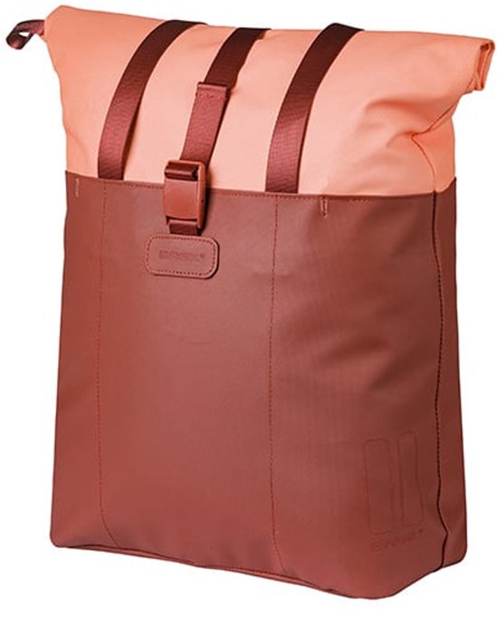 Basil Vive - Enkele fietstas - 15-20 Liter - Waterdicht - Reflectie details - Gerecycled materiaal - MIK Hooks - Incl. laptopvak - rood/roze van Merkloos