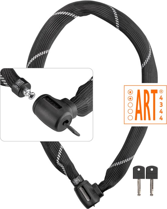 Basta Kettingslot - ART 2 Fietsslot - Gehard Stalen Ketting - Slot met Keurmerk voor Elektrische Fietsen en Fatbike - 110 cm lang van Basta