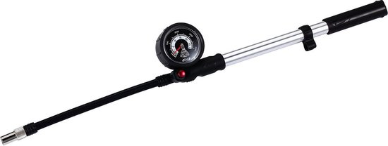BBB Cycling Airshock Voorvorkpomp - Mini Fietspomp met Drukmeter Schokdempers en Voorvorken - 28 Bar - Zwart/Zilver - BMP-29 van BBB Cycling