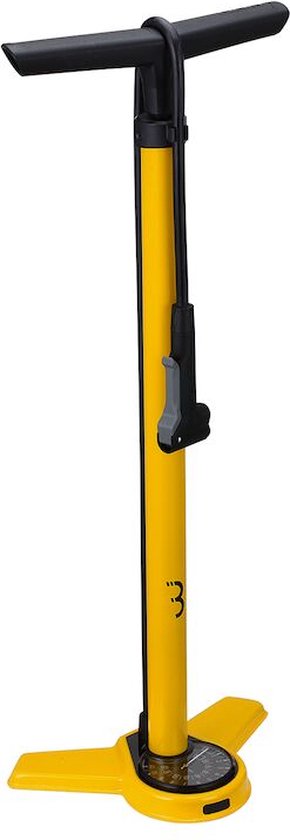 BBB Cycling AirSteel Fietspomp met Drukmeter - Fiets Pomp Racefiets en Mountainbike - Voetpomp Extra Lang 11 Bar - Geel - BFP-27 van BBB Cycling