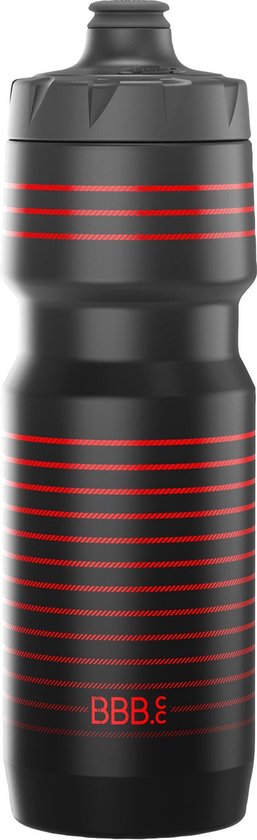 BBB Cycling AutoTank XL Bidon Racefiets - Inhoud 750 ml - Drinkbus Fiets met AutoClose ventiel - Zwart/Rood gestreept - BWB-15 van BBB Cycling