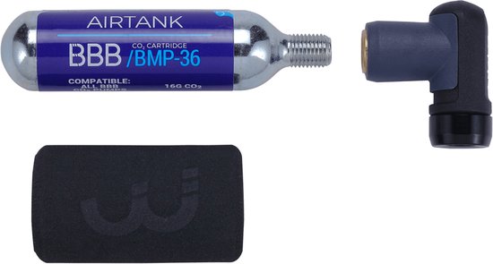 BBB Cycling Co2 Pomp Racefiets AirPush - Minipomp Co2 Adapter Inclusief Co2 Patroon en Beschermhoes - BMP-111 van BBB Cycling