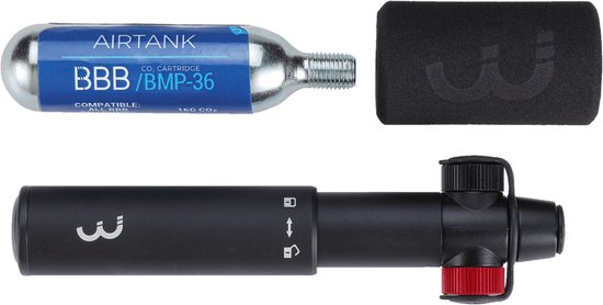 BBB Cycling Co2 Pomp Racefiets Co2 Blaster - Minipomp Co2 Adapter Inclusief Co2 Patroon en Beschermhoes - BMP-33S van BBB Cycling