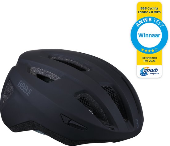 BBB Cycling Condor 2.0 MIPS Fietshelm - Voor Racefiets, Mountainbike en Ebike - Winnaar ANWB Fietshelmentest 2026 - Dames & Heren - Large - Mat Zwart - BHE-174 van BBB Cycling