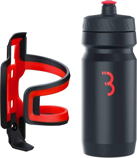 BBB Cycling DualAttack - Compacte Bidonhouder met Bidon - 550ml - Zwart / Rood - Racefiets & Mountainbike - Drinkbushouder Fiets - BBC-40C van BBB Cycling