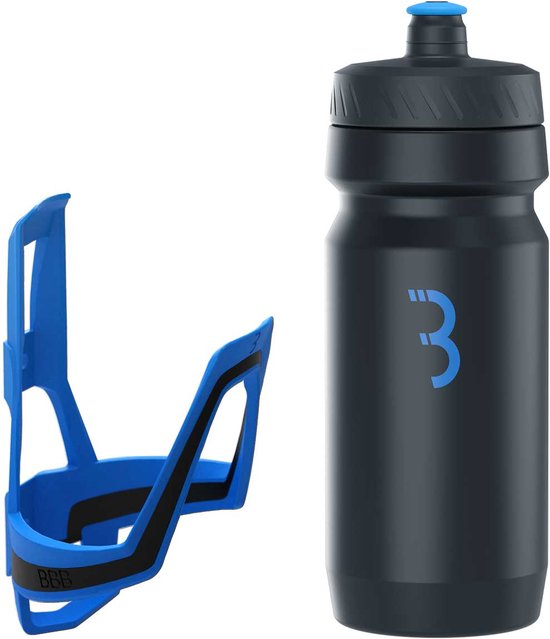 BBB Cycling DualCage - Lichtgewicht Bidonhouder met Zwarte Bidon - 550ml - Blauw - Racefiets & Mountainbike - Drinkbushouder Fiets - BBC-39C van BBB Cycling