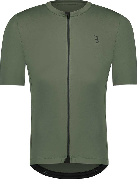 BBB Cycling Essence Fietsshirt Heren Korte Mouw - 15-25 °C - Ademend MTB en Wielrenshirt met 3 Achterzakken - Olijf Groen