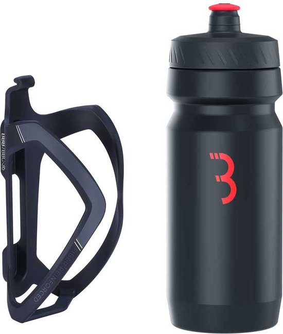BBB Cycling FlexCage - Lichtgewicht Bidonhouder met Bidon - 550ml - Zwart / Rood - Racefiets & Mountainbike - Drinkbushouder Fiets - BBC-36C van BBB Cycling
