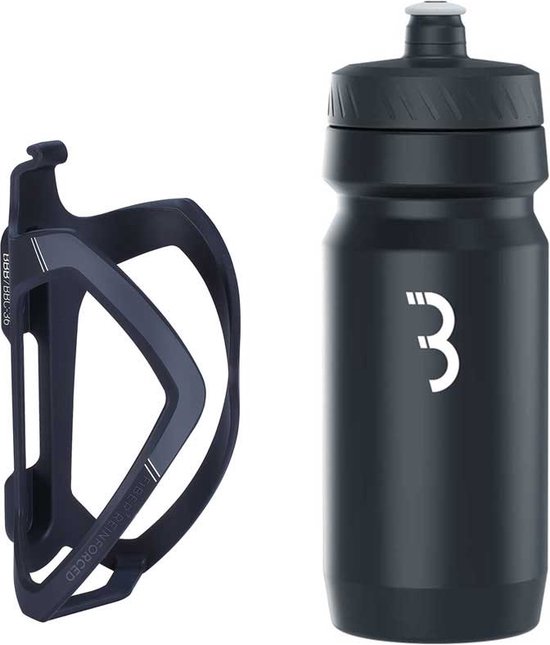 BBB Cycling FlexCage - Lichtgewicht Bidonhouder met Bidon - 550ml - Zwart / Wit - Racefiets & Mountainbike - Drinkbushouder Fiets - BBC-36C van BBB Cycling
