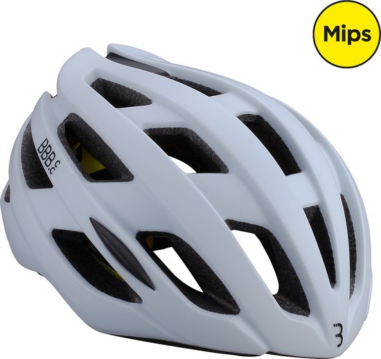 BBB Cycling Hawk MIPS Racefiets Helm - Wielrenhelm - Fietshelm Volwassenen - Mat Wit - Maat L - Fietshelm MIPS - BHE-153 van BBB Cycling