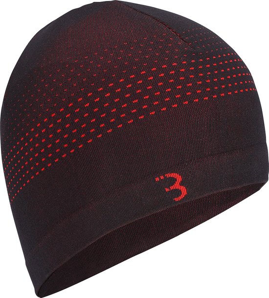 BBB Cycling Helmmuts Fiets Winter FIRHat - Fietsmuts voor onder Helm - 0-5 °C - Naadloos en Sneldrogend - Unisex - Zwart/Rood - Large - BBW-494