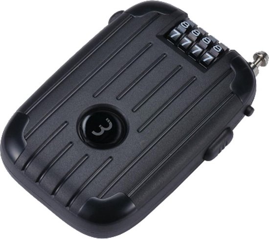 BBB Cycling MiniCase XL Fietsslot Cijferslot - Compact en Oprolbaar Kabelslot - Zwart - 2.0 mm x 180 cm - BBL-53XL van BBB Cycling