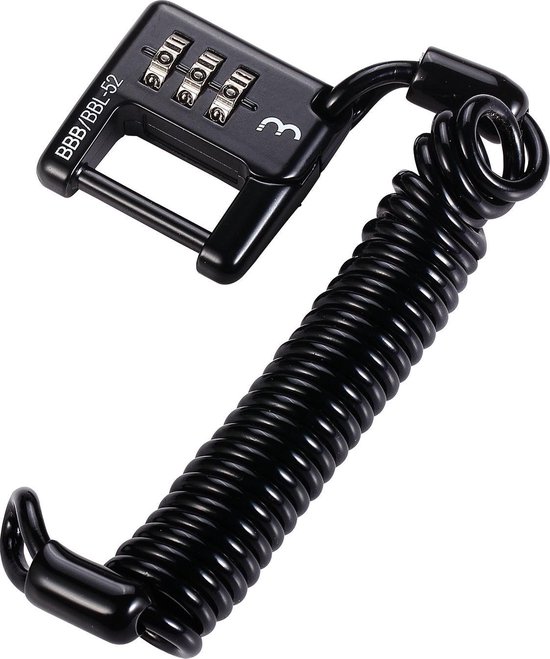 BBB Cycling MiniSafe Coil Cable Fietsslot - Kabelslot Fiets Cijferslot - Compact Codeslot voor Racefiets & Mountainbike - Zwart - 120 x 0,3 cm - BBL-52 van BBB Cycling