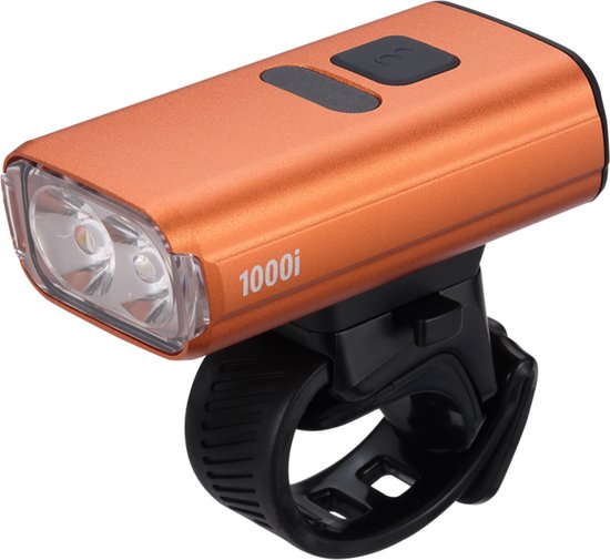BBB Cycling NanoStrike 1000i Koplamp Fiets - 1000 Lumen - USB Oplaadbaar - Brandtijd: 42 uur - IPX6 Regenbestendig - Krachtige Fietsverlichting Racefiets & Mountainbike - Oranje - BLS-263i