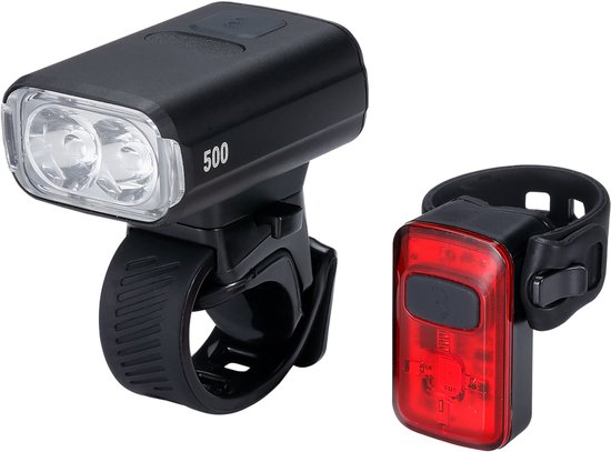BBB Cycling NanoStrike 500 Combo Voorlicht & Achterlicht Set – 500 Lumen – USB Oplaadbaar – IPX6 Regenbestendig – Fietsverlichting Racefiets & Mountainbike – BLS-265