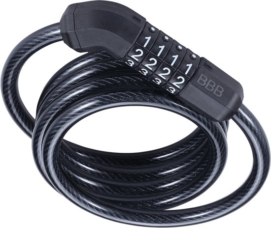 BBB Cycling QuickCode Coil Cable Fietsslot - Kabelslot Fiets Cijferslot - Codeslot - Zwart - 120 x 0,8 cm - BBL-66 van BBB Cycling