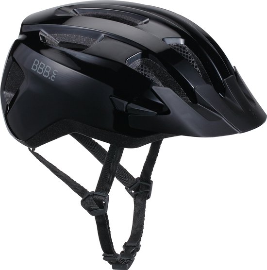 BBB Cycling Racefiets Helm - Medium: 52 - 58 CM - Wielrennen, MTB & Stadfiets - Wasbare Padding - Met Bevestiging Achterlicht - Fietshelm Dames & Heren - Glanzend Zwart - Condor 2.0 BHE-173