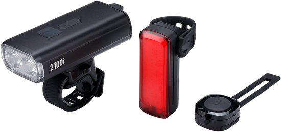 BBB Cycling StrikeDuo 2100i Combo Voorlicht & Achterlicht Set - Met Afstandsbediening – 2100 Lumen – USB Oplaadbaar – IPX4 Regenbestendig – Fietsverlichting Racefiets & Mountainbike – BLS-277i