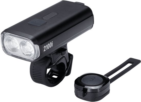 BBB Cycling StrikeDuo 2100i Koplamp Fiets - Inclusief Afstandsbediening – 2100 Lumen – USB Oplaadbaar – Brandtijd: 140 uur – IPX4 Regenbestendig – Fietsverlichting Racefiets & Mountainbike – BLS-273i