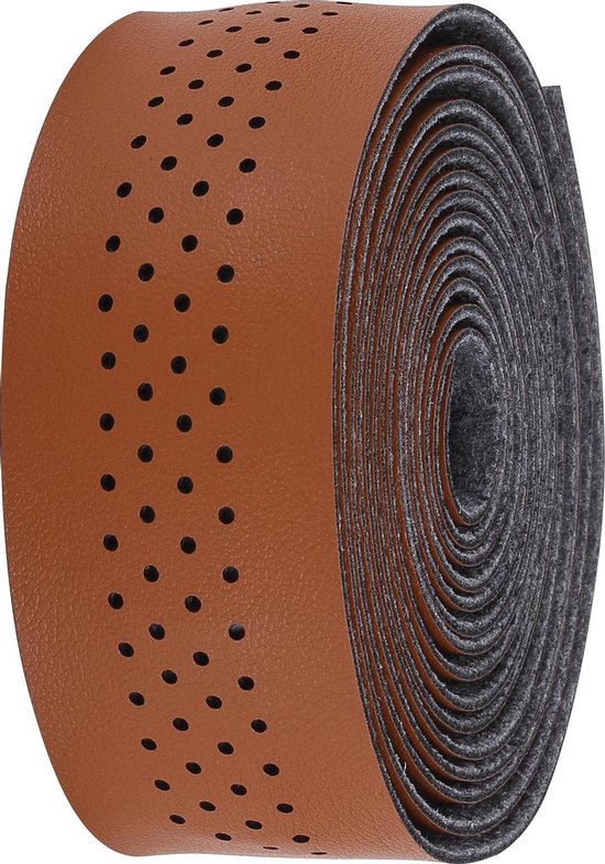 BBB Cycling Stuurlint Racefiets - Zelfklevende Stuurtape van Microfiber - Lengte: 200cm - Dikte: 2mm - Inclusief Stuurdoppen - Cognac Bruin - SpeedRibbon BHT-12
