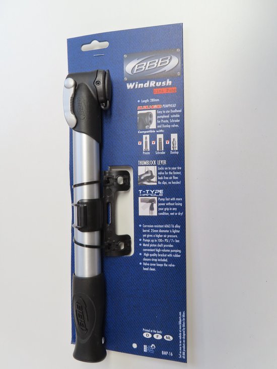 BBB- Windrush - Mini pomp - 28 cm - zilver / zwart - BMP 16 van BBB