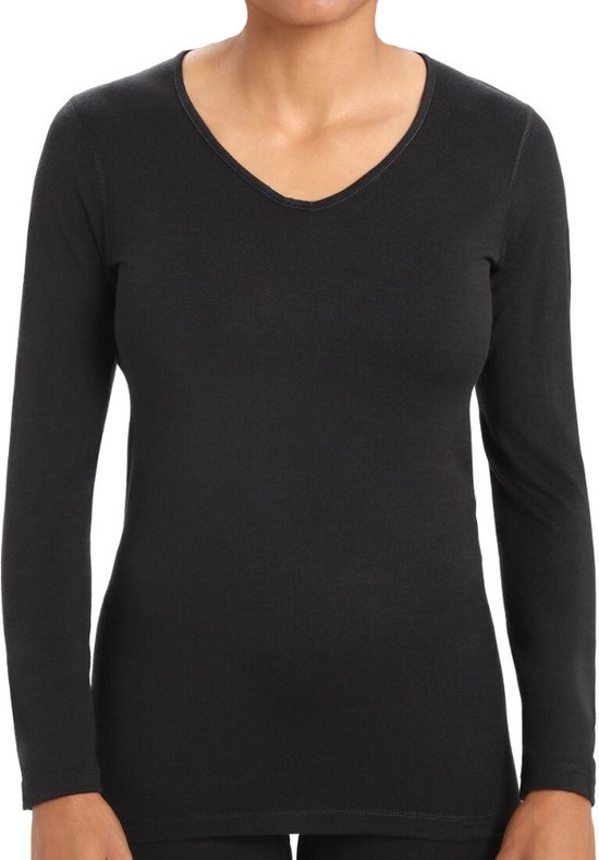 Beeren Dames thermo shirt Lange mouw - Thermo ondergoed dames - Diepe hals - Thermisch - Zwart / XXL