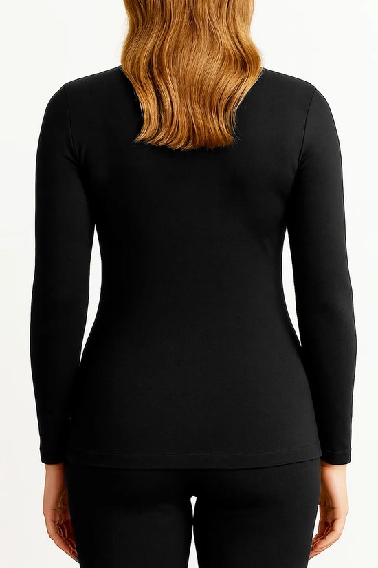 Beeren Entex thermo shirt dames - warm ondergoed, lange mouw - katoen en acryl - Zwart / M