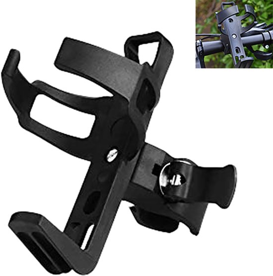 Bekerhouder - Bidonhouder voor op de fiets - Universele bekerhouder - Fleshouder - 14,8 x 8,6 x 8,5 cm - Lichtgewicht - Valbestendig - Geschikt voor dagelijks woon-werkverkeer, offroad-ritten, langeafstandsfietstochten en mountainbiken - Zwart