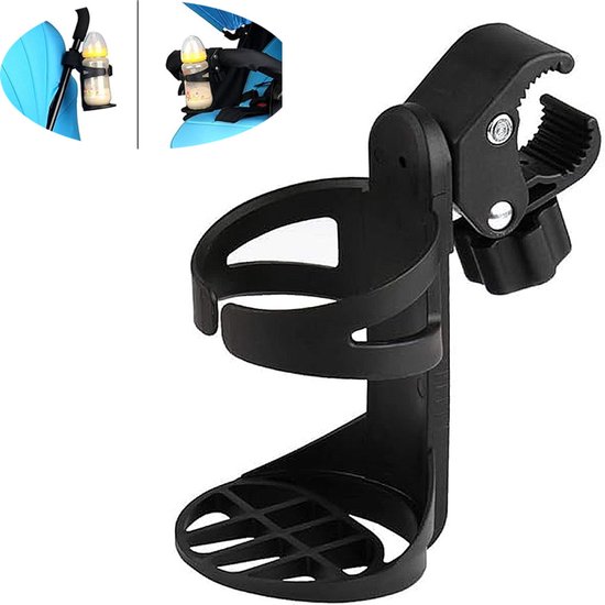 Bekerhouder kinderwagen- bekerhouder auto - bekerhouders - bekerhouder fiets- bekerdispenser- Bekerhouder - Bidonhouder fiets-Kinderwagen -Verstelbaar- Fleshouder-Fiets - Universele kinderwagen bekerhouder- Zwart